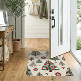 Festive Christmas Trees Ornaments Area Rug