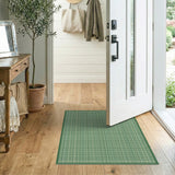 Green Checkered Rustic Farmhouse Area Rug