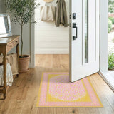 Pink Yellow Abstract Spot Washable Area Rug