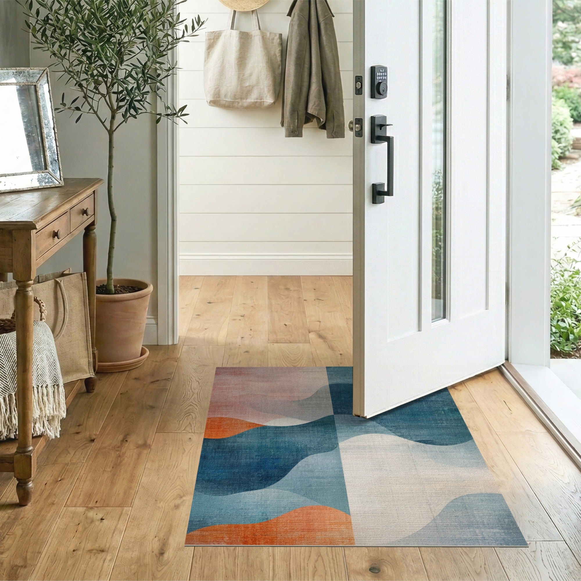 Layered Waves Abstract Area Rug