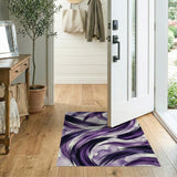 Purple Abstract Swirl Washable Area Rug