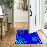 Teal Knotwork on Blue Abstract Area Rug