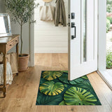 Variegated Monstera Leaves Green Area Rug
