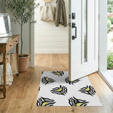 Abstract Zebra Pattern Area Rug Black with Yellow Accents
