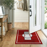 Red Baseball Diamond Area Rug