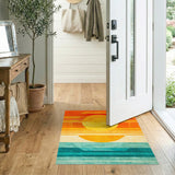Geometric Modern Orange Sunset Geometric Area Rug
