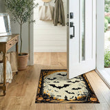 Spooky Halloween Bats Moonlit Forest Rug