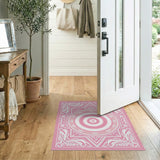Ornate Pink Mandala Area Rug with Lotus Motifs