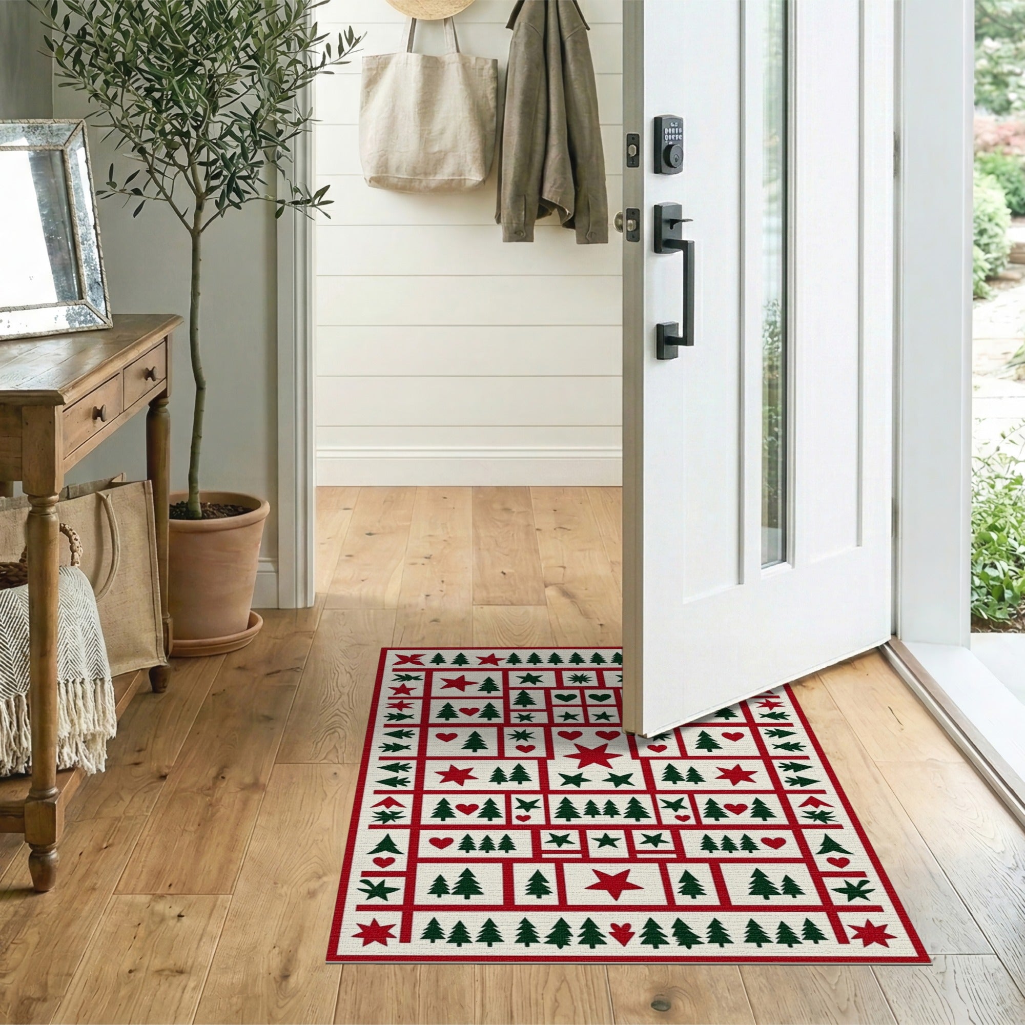 Festive Christmas Patchwork Quilt Area Rug