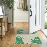 Green Monstera Leaves Corner Area Rug
