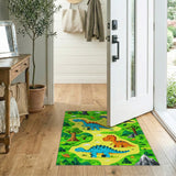 ODIKA Washable Cartoon Dinosaur Kids Area Rug, Non-Slip & Low Pile Play Mat