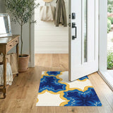Floral Vintage Blue and Teal Blue Floral Vintage Area Rug