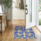 Intricate Blue Paisley Swirl Area Rug