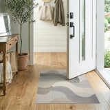 Wavy Abstract Beige Grey Area Rug