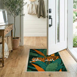 Prowling Tiger Jungle Leaves Area Rug
