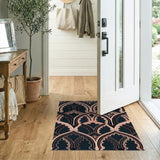 Navy Blush Pink Moroccan Arch Area Rug