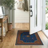 Navy Blue Gold Ornate Starburst Area Rug