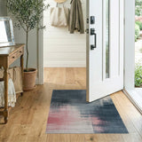 Faded Blue Distressed Abstract Area Rug
