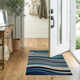 Layered Ocean Waves Coastal Area Rug