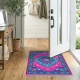 Vibrant Pink Teal Persian Mandala Rug