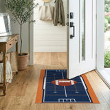 Navy Football Field Area Rug with Centered Ball