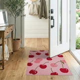 Playful Cherry Print Pink Tufted Rug