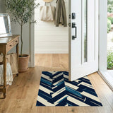 Blue and Teal Navy Chevron Geometric Area Rug
