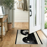 Black and White Distressed Yin Yang Black White Area Rug