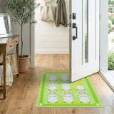 Cute Cartoon Bunnies Chicks Green Area Rug