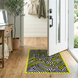 Bold Black Yellow Wavy Line Area Rug