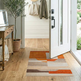 Orange Geometric Sun Abstract Area Rug