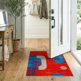 Bold Red Blue Geometric Abstract Area Rug