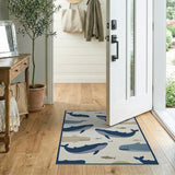 Blue and Teal Navy Whale Ocean Coastal Area Rug
