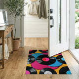 Vibrant Vinyl Records Overlap Area Rug