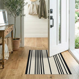 Bold Black White Striped Area Rug