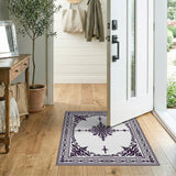 Purple Purple Ornate Baroque Border Area Rug