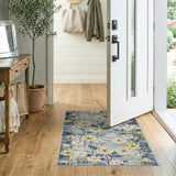 Grey Yellow Daisy Floral Vintage Area Rug