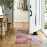 Rose Pink Marble Gold Vein Area Rug