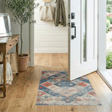 Blue Distressed Vintage Diamond Area Rug