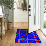 Vibrant Red Zigzag Green Wave Blue Geometric Rug
