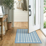Geometric Modern Blue Gingham Checkered Area Rug