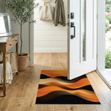 Orange Bold Orange Wave Abstract Area Rug