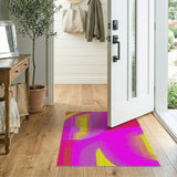 ODIKA Modern Abstract Neon Pink & Yellow Washable Rug - Low Pile Non-Slip Area Rug