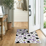 Purple Steampunk Cat Gear Pattern Area Rug