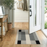 Black and White Modern Geometric Black Grey Area Rug