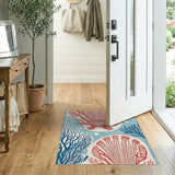 Red Crab Seashell Coastal Area Rug