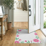 Pink Gerbera Daisy Border Area Rug