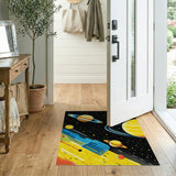 Vibrant Cosmic Planets Geometric Area Rug