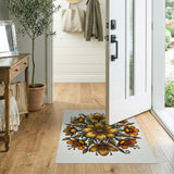Vintage Golden Floral Mandala Area Rug