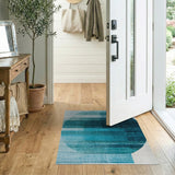 Teal Blue Geometric Circle Area Rug